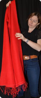 (ADmt-024) Medium size Sunrise Pashmina 70% cashmere /30% silk shawl, Scarlet,   tasseled fringe